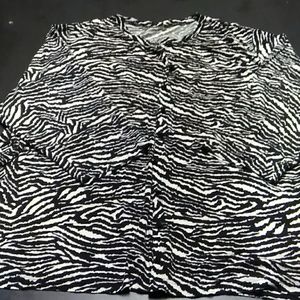 A Black/White Zebra print button down top